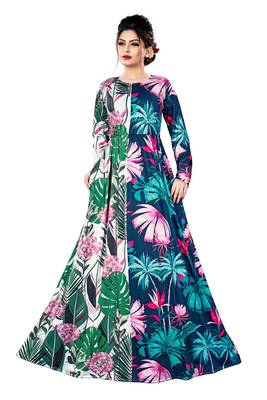 Justkartit Digital Tropical Flower Printed Casual Wear Long Maxi Gowns Dress For Women 1