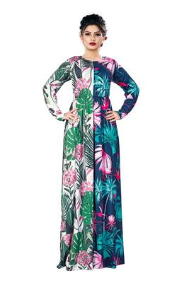 Justkartit Digital Tropical Flower Printed Casual Wear Long Maxi Gowns Dress For Women 2