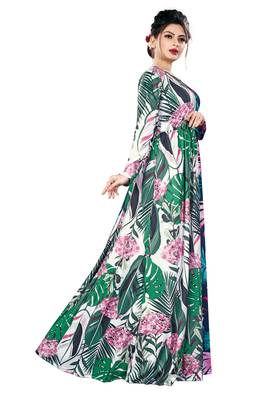 Justkartit Digital Tropical Flower Printed Casual Wear Long Maxi Gowns Dress For Women 4