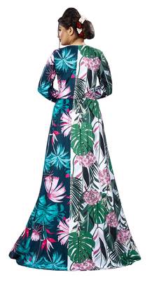 Justkartit Digital Tropical Flower Printed Casual Wear Long Maxi Gowns Dress For Women 5