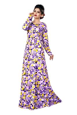 Justkartit Women'S Occasion Wear Long Sleeves Regular Fit Printed Maxi Dress With Pockets 1