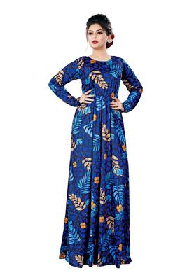 Justkartit Floral Printed Long Organic Lycra Stretchable Festive Wear Maxi Gowns Dress For Women 2