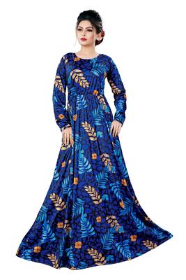 Justkartit Floral Printed Long Organic Lycra Stretchable Festive Wear Maxi Gowns Dress For Women 3