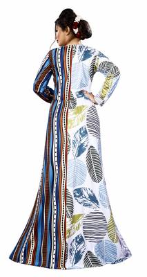 Justkartit Ladies Leaf Printed Jersey Stretchable Party Wear Long Maxi Gown Tops 5
