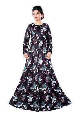 Justkartit Tropical Floral Long Printed Casual Wear Maxi Gowns Dress For Women 1