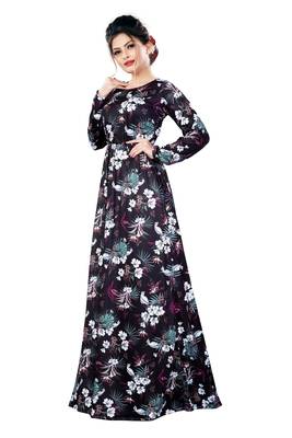 Justkartit Tropical Floral Long Printed Casual Wear Maxi Gowns Dress For Women 2