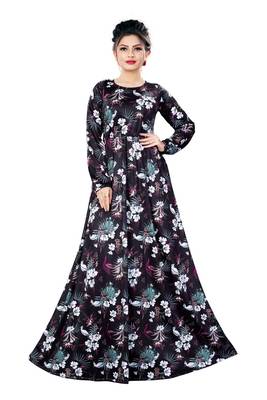 Justkartit Tropical Floral Long Printed Casual Wear Maxi Gowns Dress For Women 4