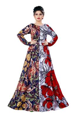 Justkartit Party Wear Long Plus Size Printed Maxi Gown Dresses For Women 1