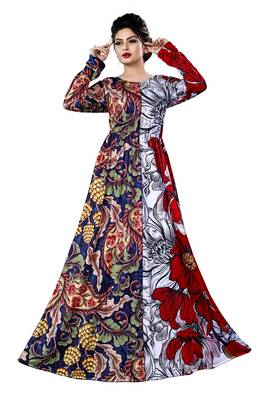 Justkartit Party Wear Long Plus Size Printed Maxi Gown Dresses For Women 2