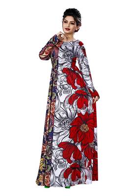 Justkartit Party Wear Long Plus Size Printed Maxi Gown Dresses For Women 3