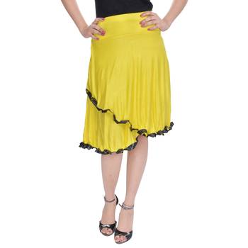 Yellow Knee Length Cotton Lycra Flair Skirt 1