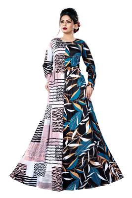 Justkartit Occasion Wear Long Plus Size Printed Maxi Gown For Women 1
