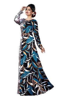 Justkartit Occasion Wear Long Plus Size Printed Maxi Gown For Women 2