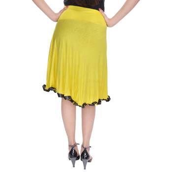 Yellow Knee Length Cotton Lycra Flair Skirt 2