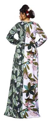 Justkartit Digital Leaf Floral Printed Long Maxi Gowns Dress For Women 5
