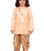 Gold Plain Cotton Silk Boys Sherwani