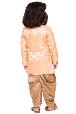 Gold Plain Cotton Silk Boys Sherwani 4