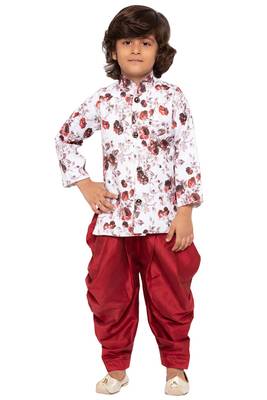 Maroon Plain Cotton Silk Boys-Sherwani 1
