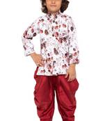 Maroon Plain Cotton Silk Boys-Sherwani