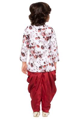 Maroon Plain Cotton Silk Boys-Sherwani 4