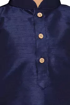  Navy Blue And Maroon Silk Blend Kurta And Dhoti Set