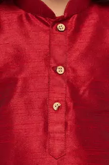  Maroon And Black Silk Blend Kurta And Dhoti Set