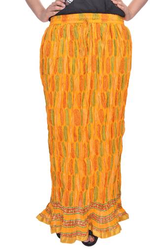 Yellow Jaipuri Printed Cotton Long Skirt