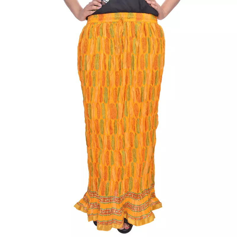 Yellow Jaipuri Printed Cotton Long Skirt