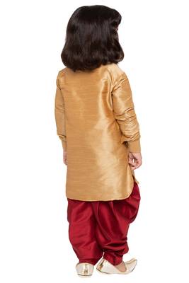  Rose Gold And Maroon Silk Blend Kurta And Dhoti Set 4