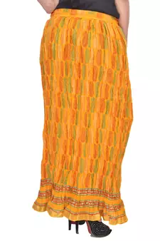 Yellow Jaipuri Printed Cotton Long Skirt