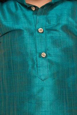 Green Plain Cotton Silk Boys Dhoti Kurta 3