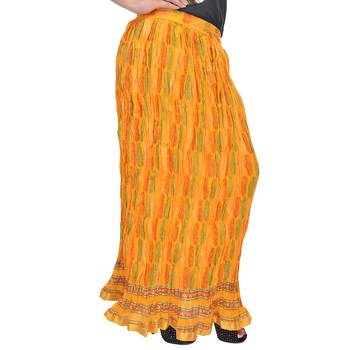 Yellow Jaipuri Printed Cotton Long Skirt 3