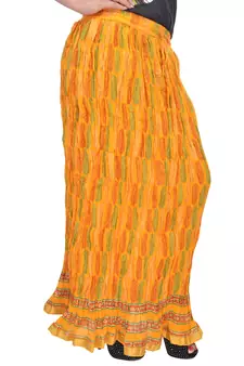 Yellow Jaipuri Printed Cotton Long Skirt