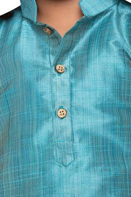 Blue Plain Cotton Silk Boys-Dhoti-Kurta 3