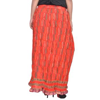 Red Jaipuri Printed Cotton Long Skirt 2