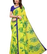 Yellow Georgette Printed Saree With Blouse