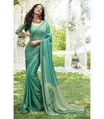 Sky blue printed chiffon saree with blouse