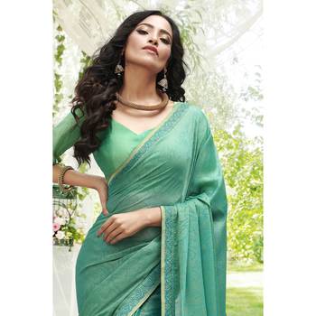 Sky blue printed chiffon saree with blouse 2