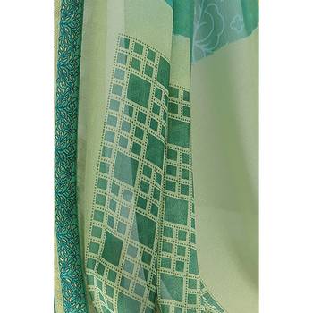 Sky blue printed chiffon saree with blouse 3