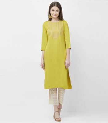 Lime embroidered satin kurtas-and-kurtis 1