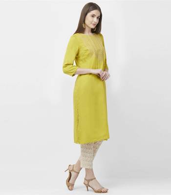 Lime embroidered satin kurtas-and-kurtis 2