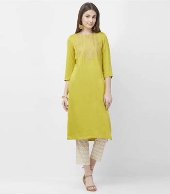 Lime embroidered satin kurtas-and-kurtis 4
