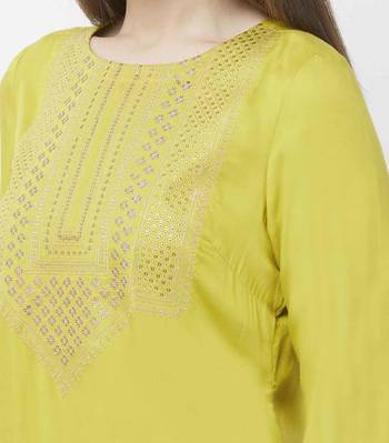 Lime embroidered satin kurtas-and-kurtis 5