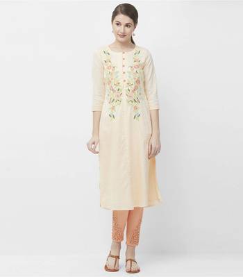 Peach embroidered cotton kurtas-and-kurtis 1