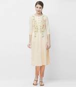 Peach embroidered cotton kurtas-and-kurtis