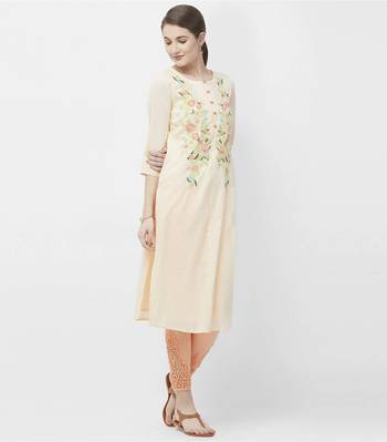 Peach embroidered cotton kurtas-and-kurtis 4