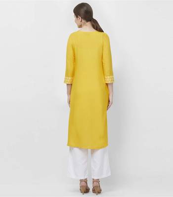 Yellow embroidered viscose kurtas-and-kurtis 3