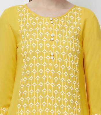 Yellow embroidered viscose kurtas-and-kurtis 5