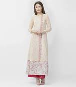 Beige embroidered georgette kurtas-and-kurtis