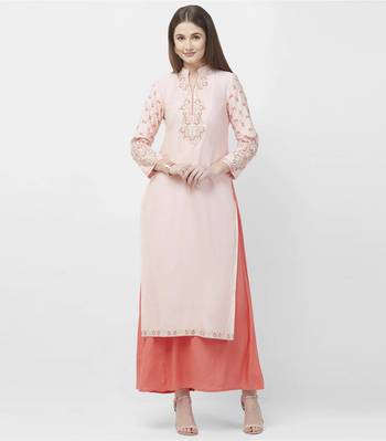 Pink embroidered rayon kurtas-and-kurtis 4